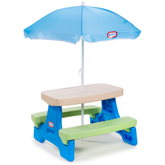 Little Tikes Easy Store Jr. Play Table with Umbrella - Blue/Green | Discounted